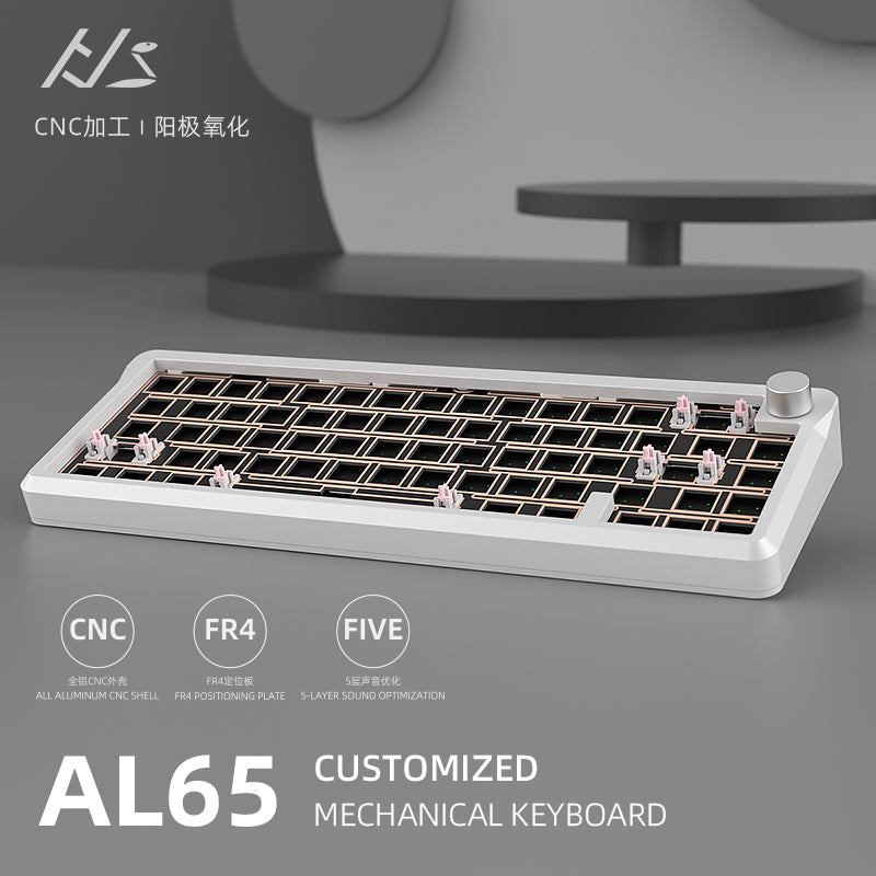 HJS AL65 Aluminum Wired Mechanical Keyboard Barebone