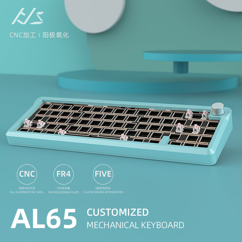 HJS AL65 Aluminum Wired Mechanical Keyboard Barebone