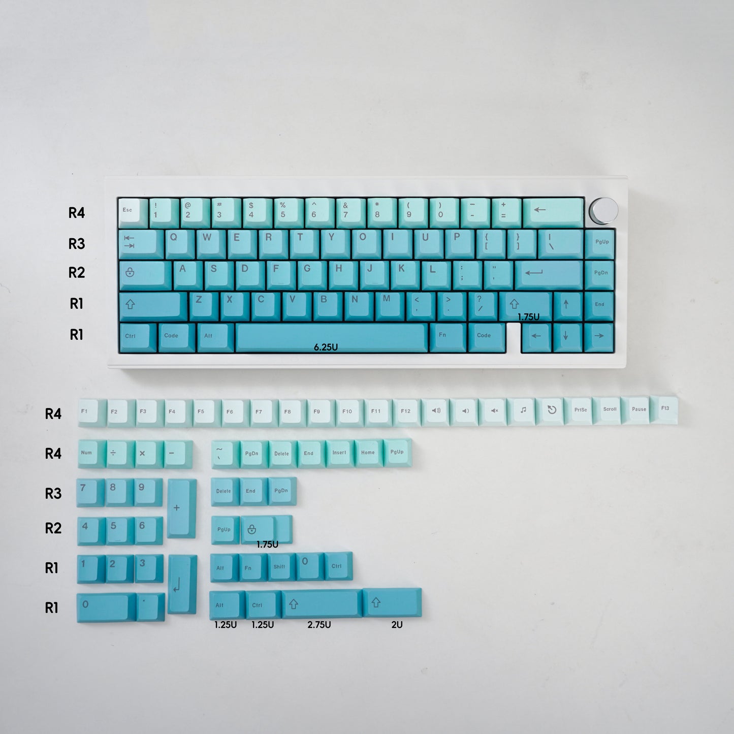 Gradient Blue Keycap Set, Cherry Profile, Dye Sub PBT Key Cap