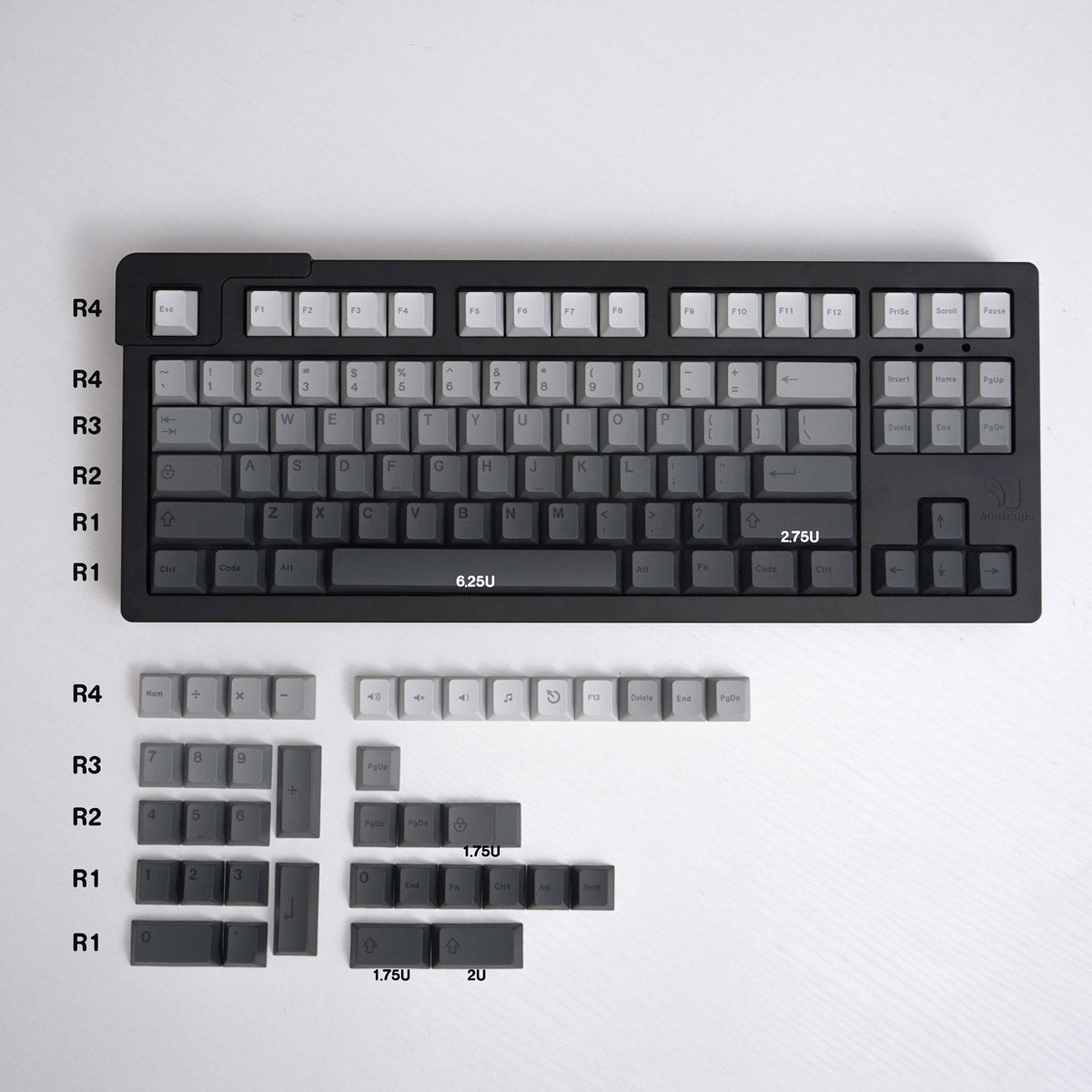 Gradient Grey Keycap Set, Cherry Profile, Dye Sub PBT Key Cap