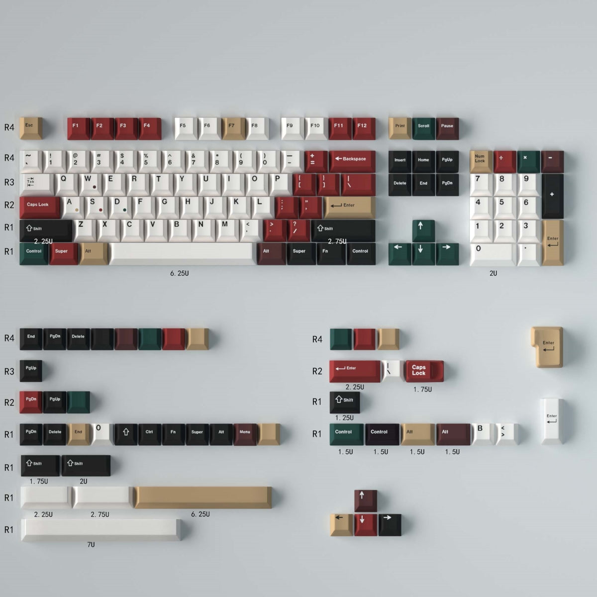 Retro Mixed Lights R2 Keycap Set, Cherry Profile, PBT Dye Sub Key Cap