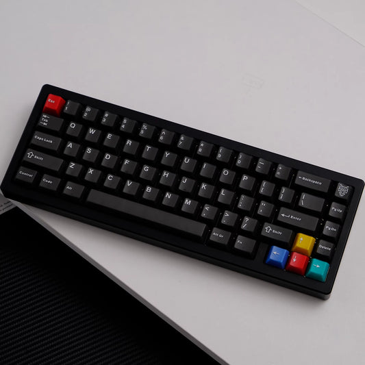 Minimalist Black Semi-Transparent Keycap Set, Cherry Profile, Double Shot ABS Key Cap