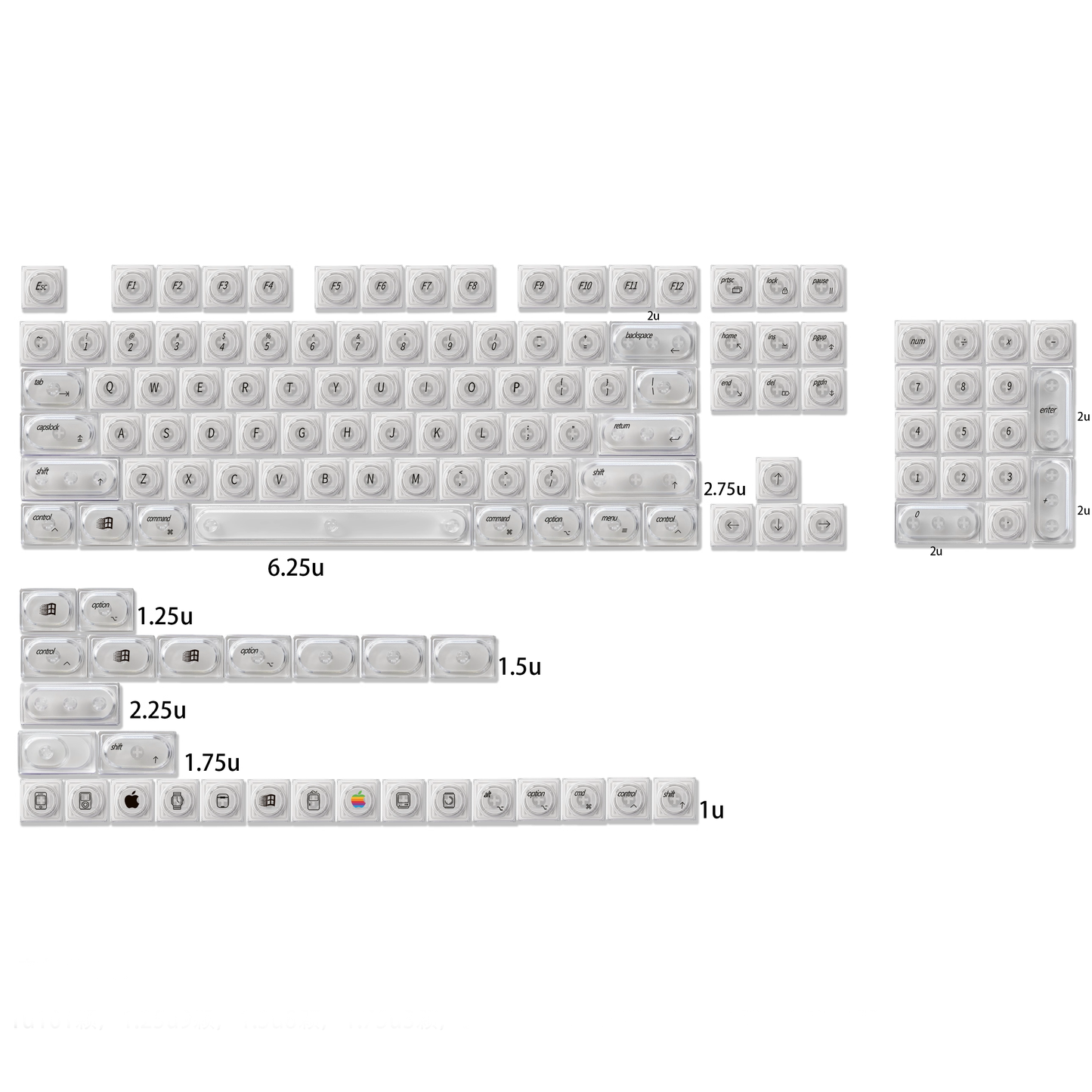 Apple Style Keycap Set, Building Block Style, Dye Sub PBT