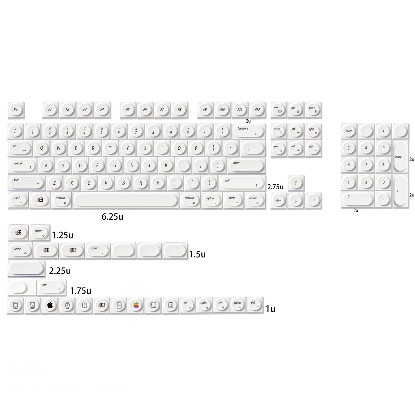 Apple Style Keycap Set, Building Block Style, Dye Sub PBT