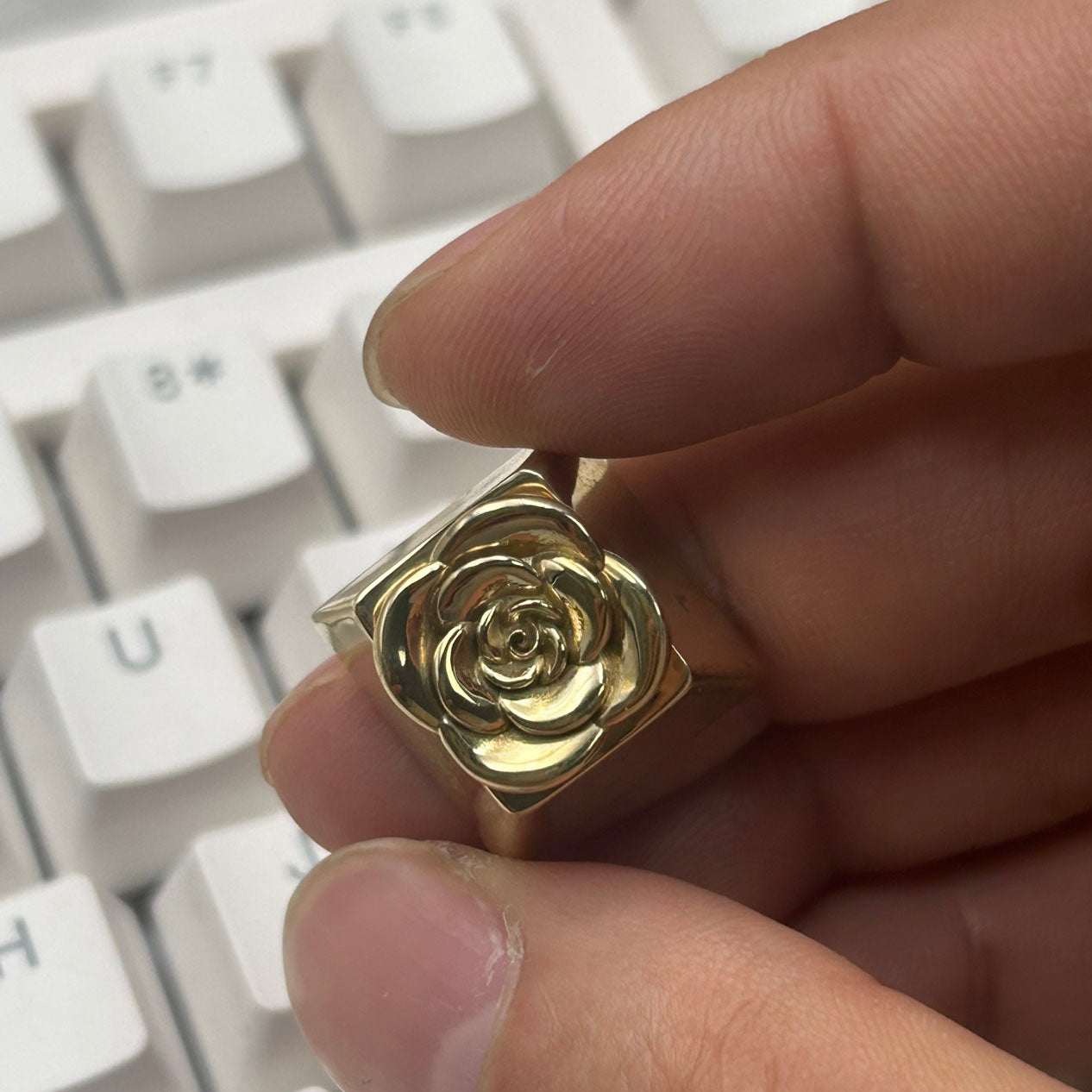 Rose Genuine Silver Artisan Keycap