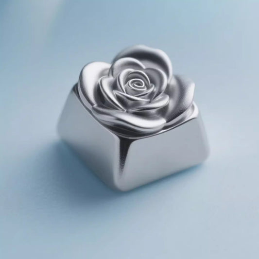 Rose Genuine Silver Artisan Keycap