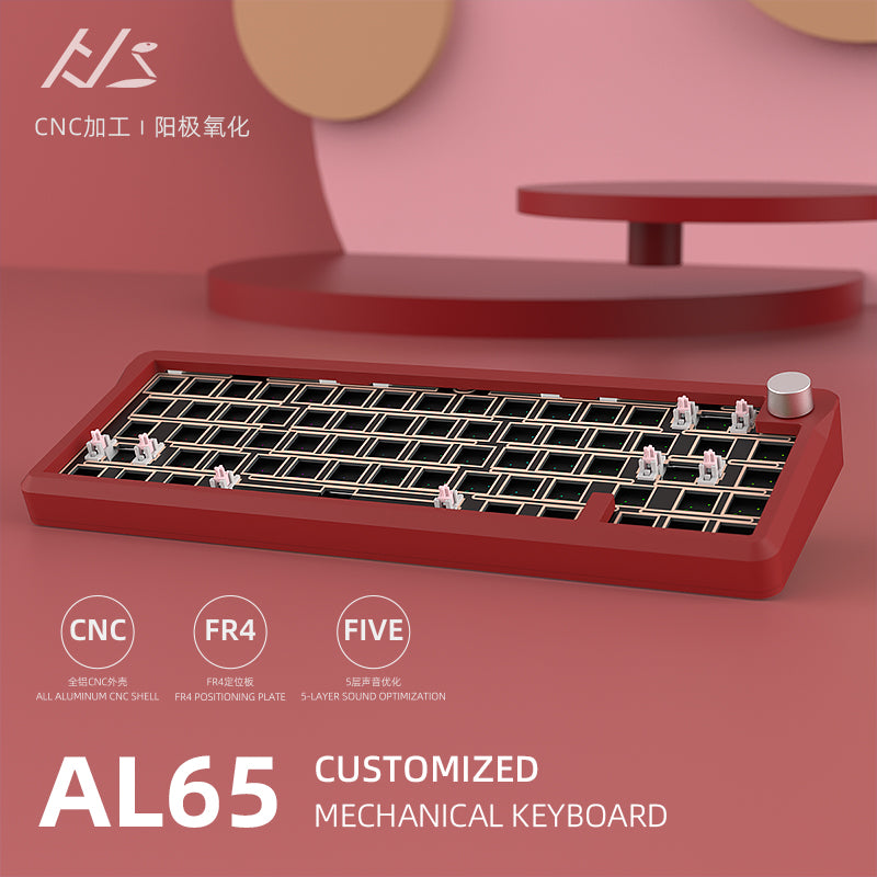 HJS AL65 Aluminum Wired Mechanical Keyboard Barebone