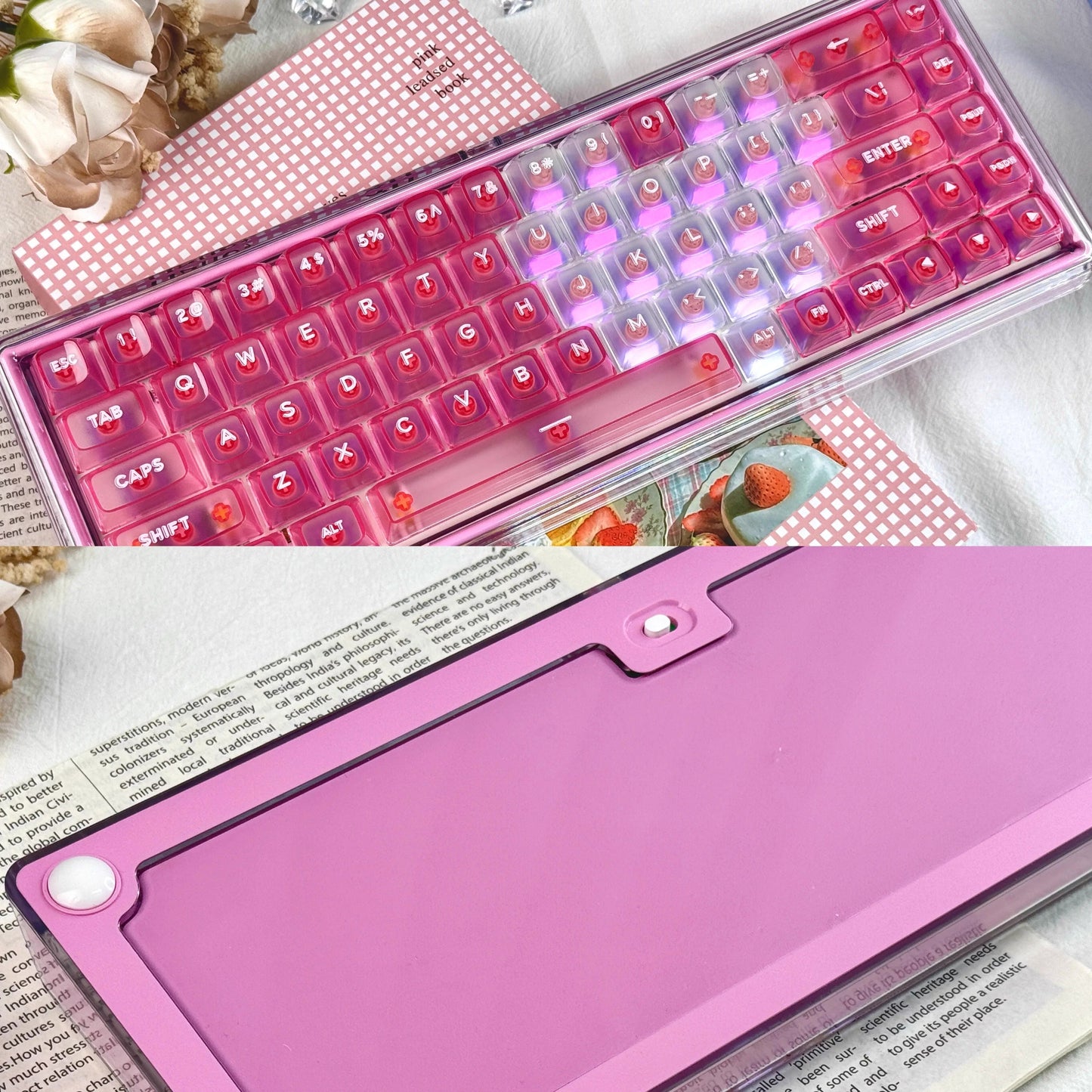 Ainbell Base68 (Pink Heart) Cute Custom Design Keyboard