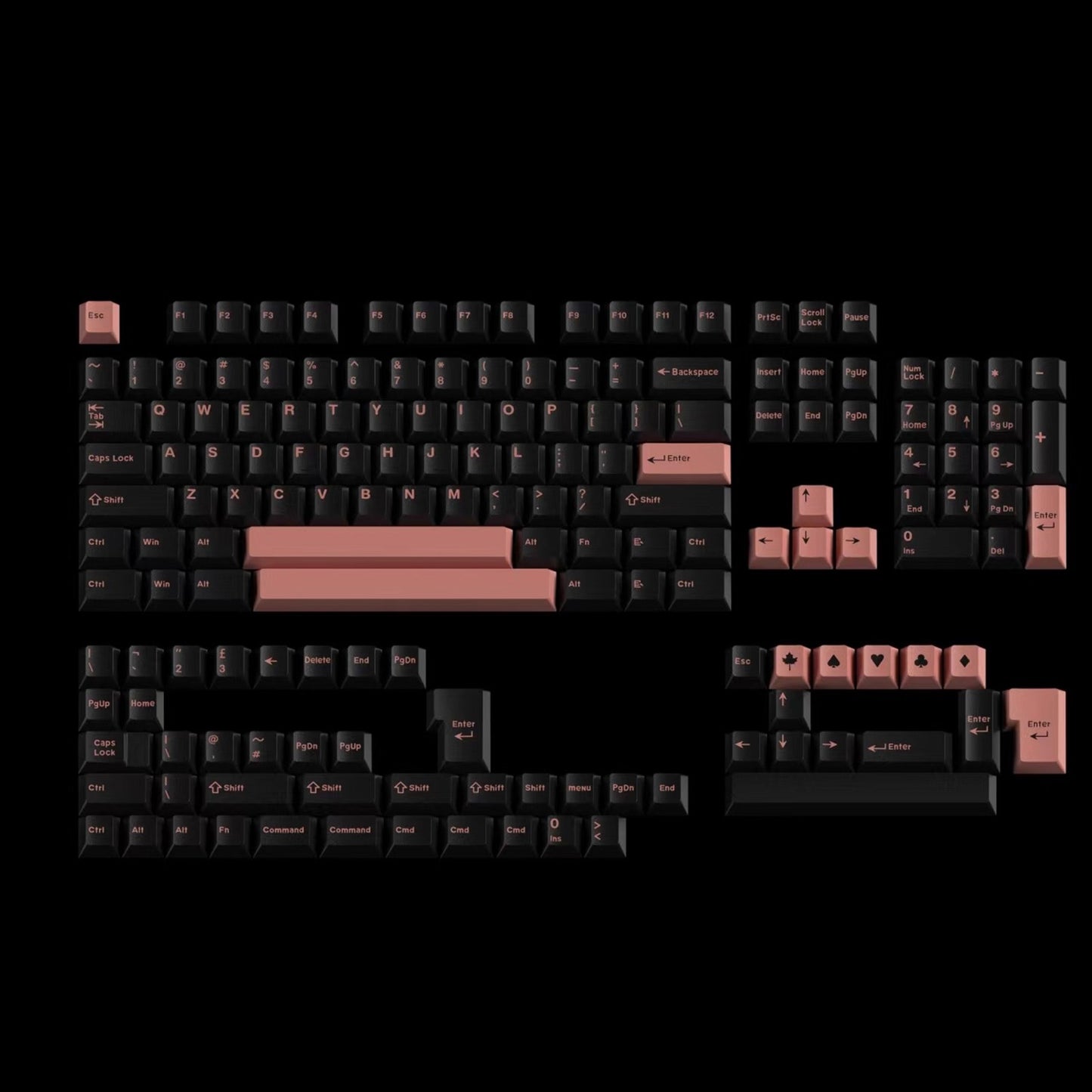Black Pink Olivia Keycap Set, Cherry Profile, Double Shot ABS Key Cap