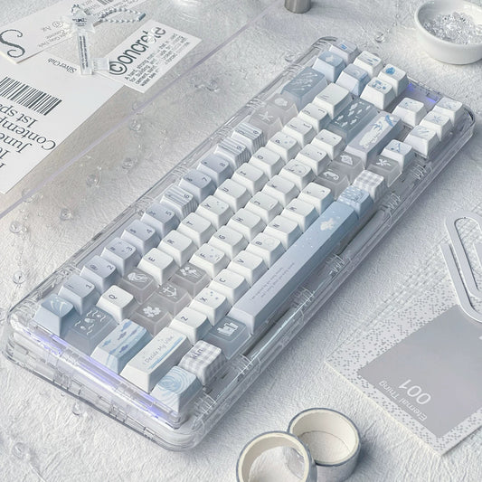Blue Island Cute Keycap Set, Cherry Profile, Dye Sub PBT + PC Key cap