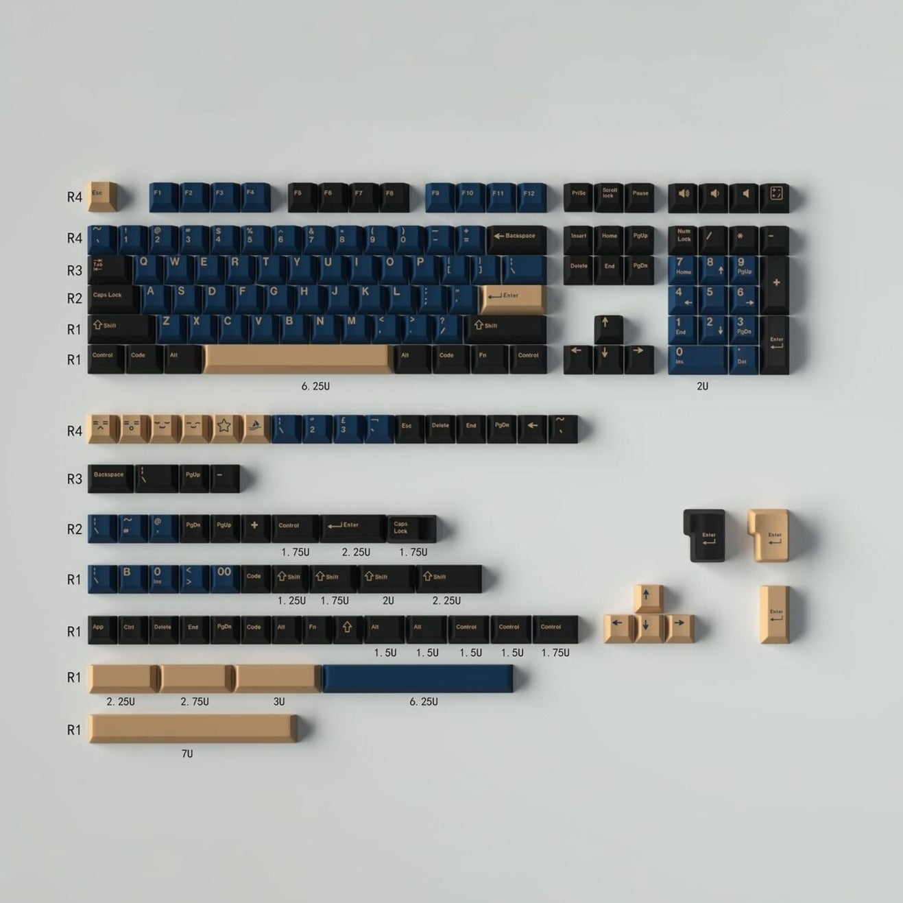 GMK Blue Sumrai Keycap Set, Cherry Profile, Double Shot ABS Key Cap