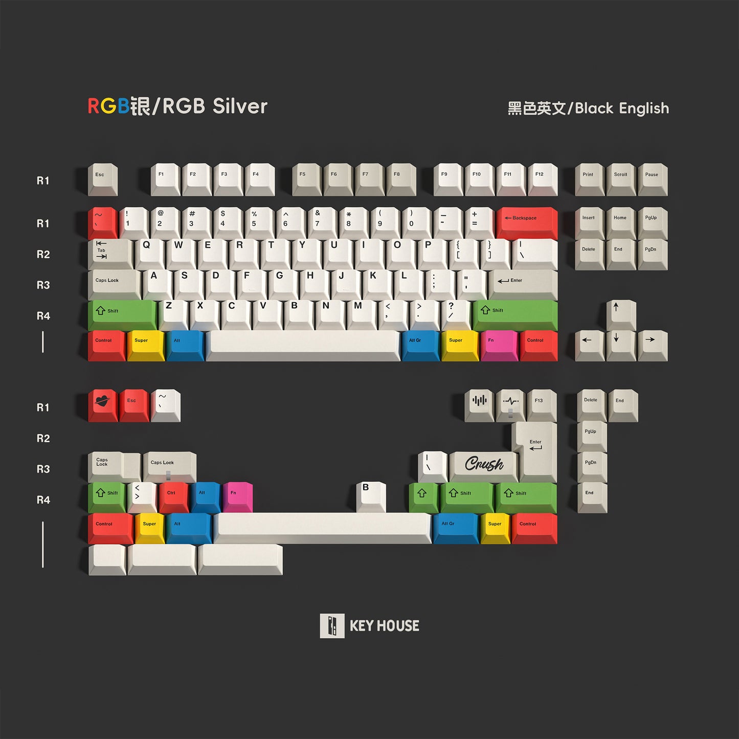 Keyhouse Crush80 Theme Keycap Set, Cherry Profile, Dye Sub PBT Key Cap