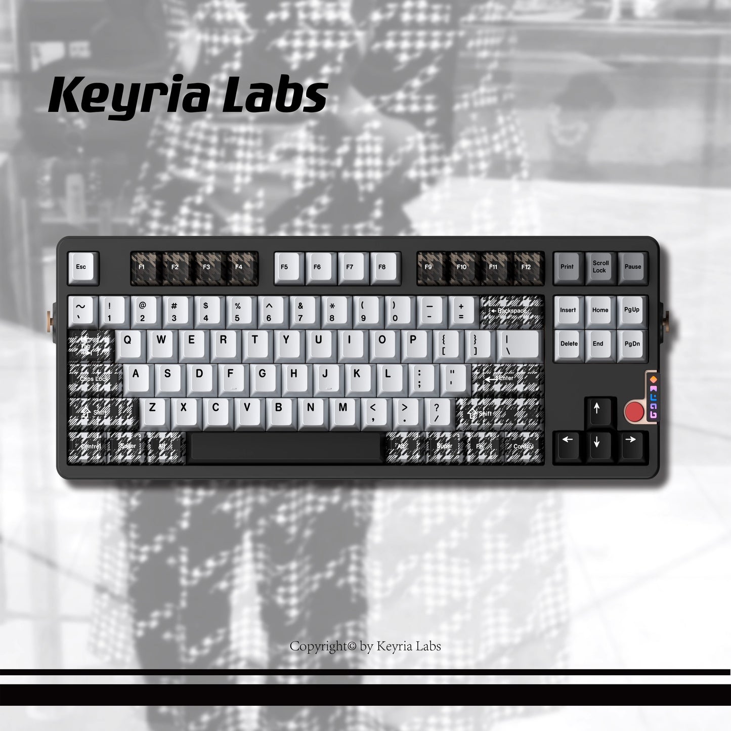 Keyria Labs Checkered Coat Cute Keycap Set, Cherry Profile, Dye Sub PBT Key Cap