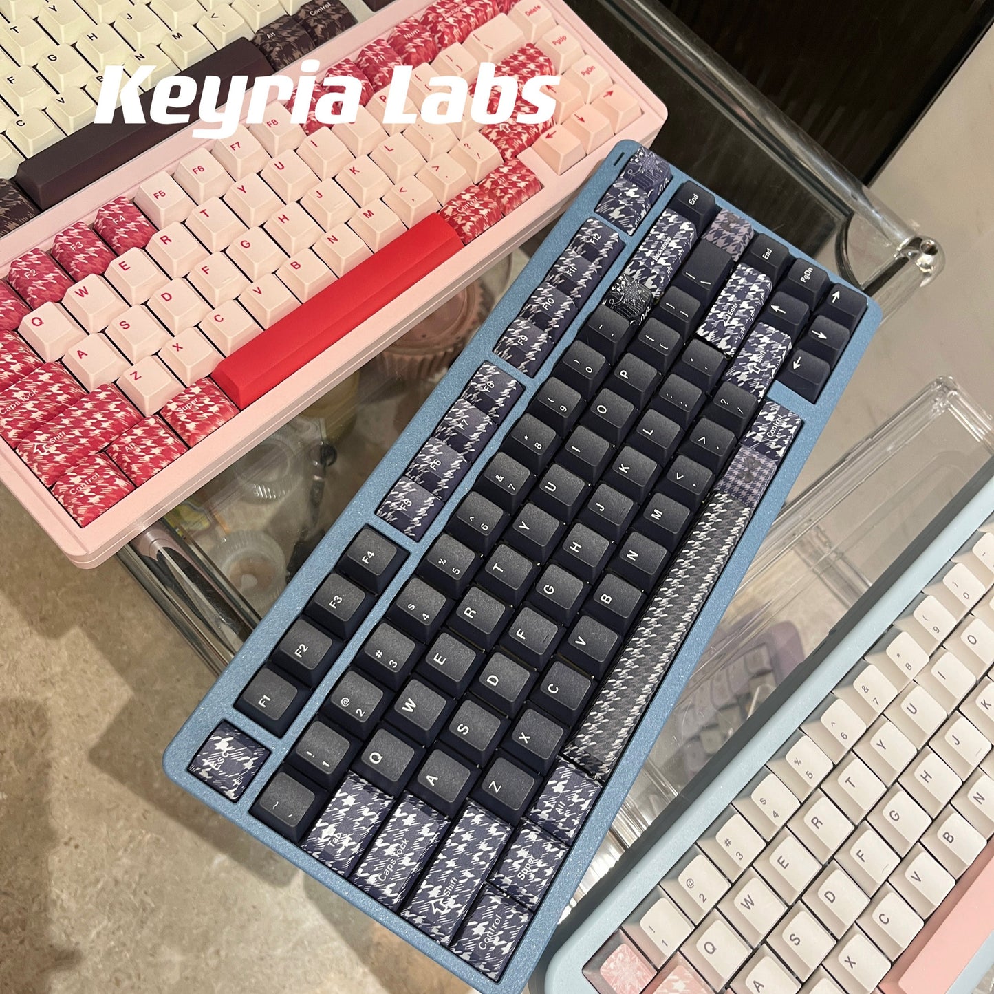 Keyria Labs Checkered Coat Cute Keycap Set, Cherry Profile, Dye Sub PBT Key Cap