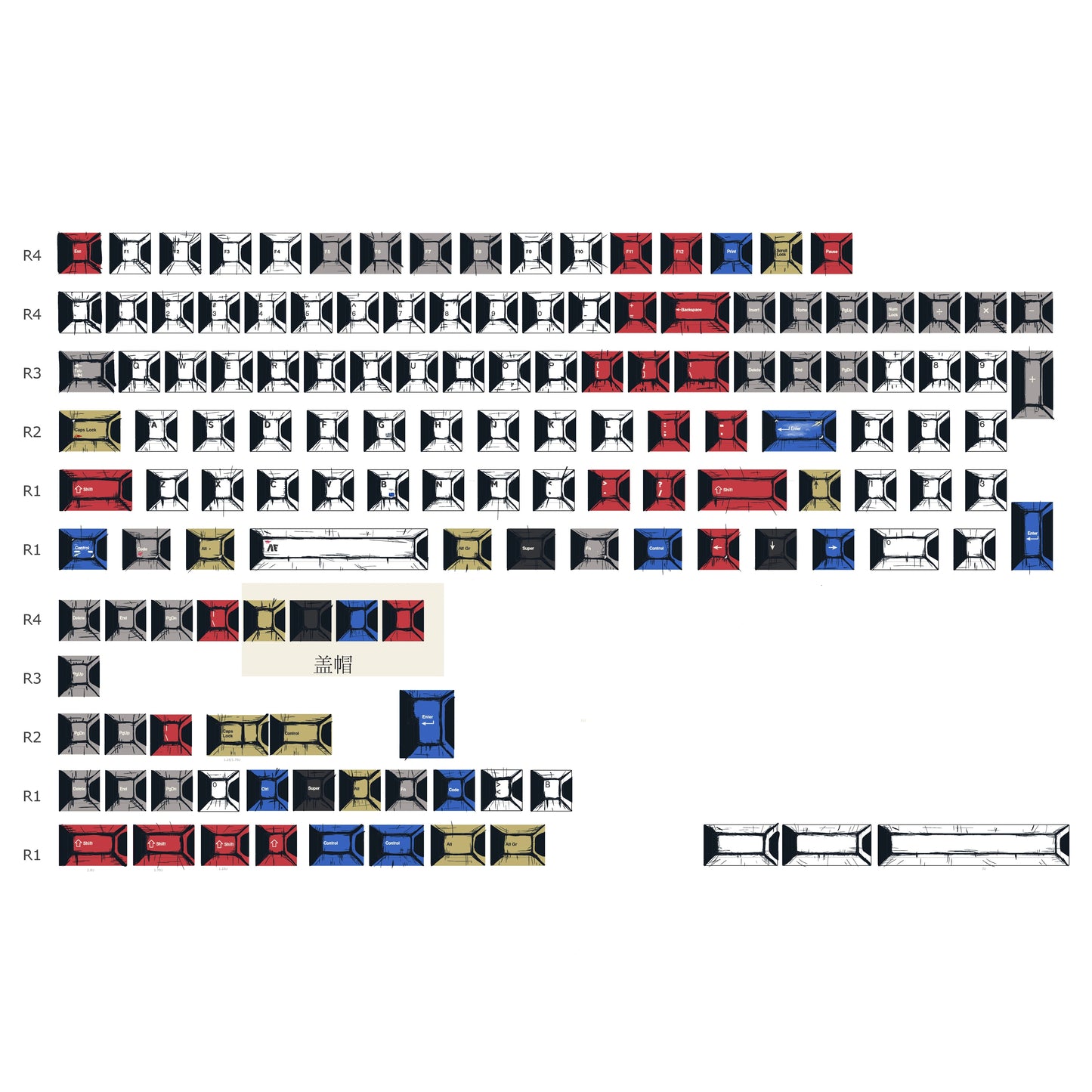 Comics Mixed Lights Keycap Set, Cherry Profile, PBT Dye Sub Key Cap