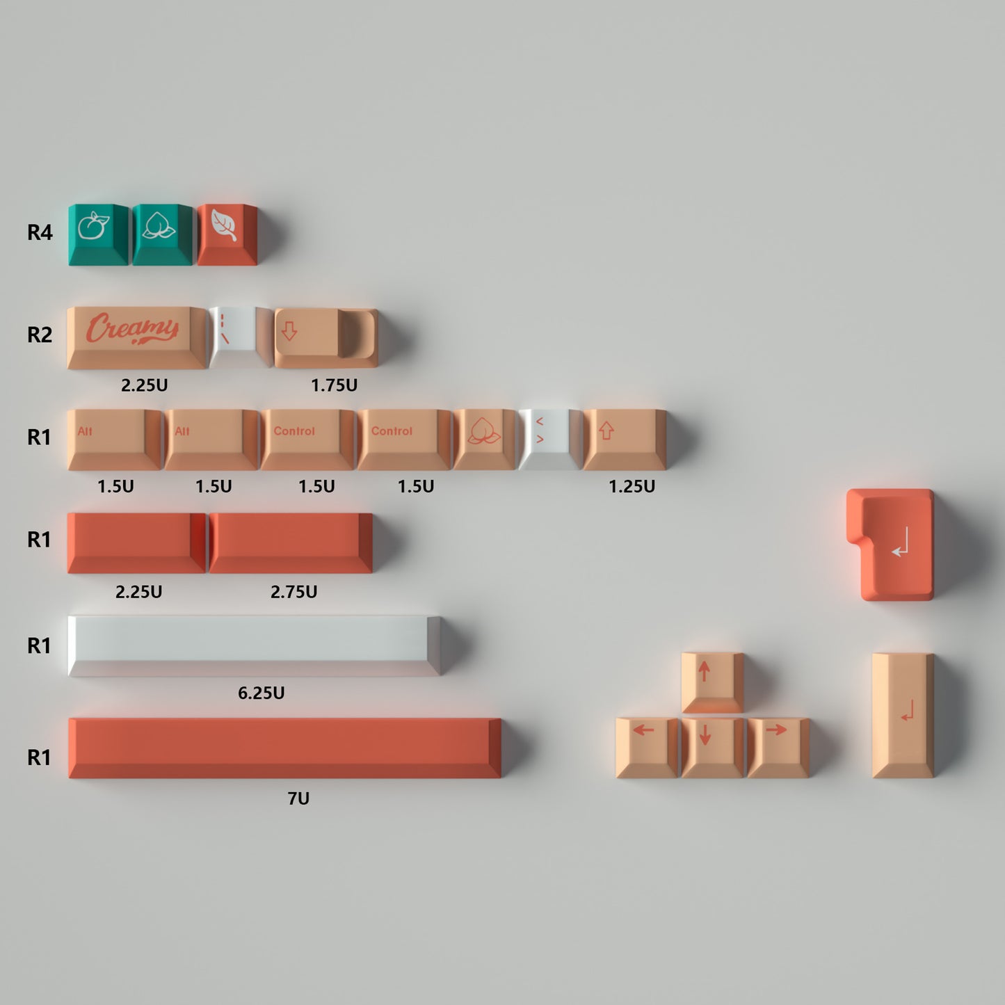 GMK Peaches Cream Keycap Set, Cherry Profile, Dye Sub PBT Key Cap