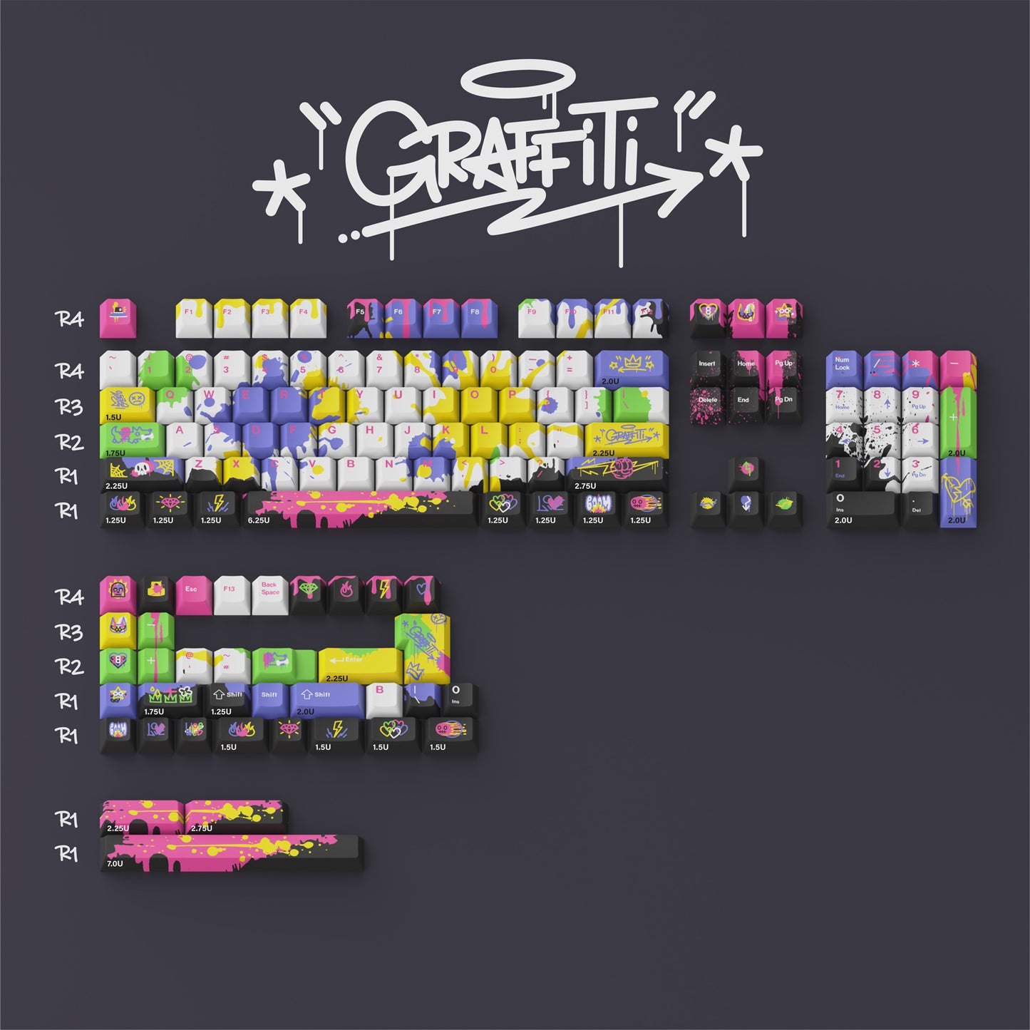 Graffiti Keycap Set, Cherry Profile, Dye Sub PBT Key Cap