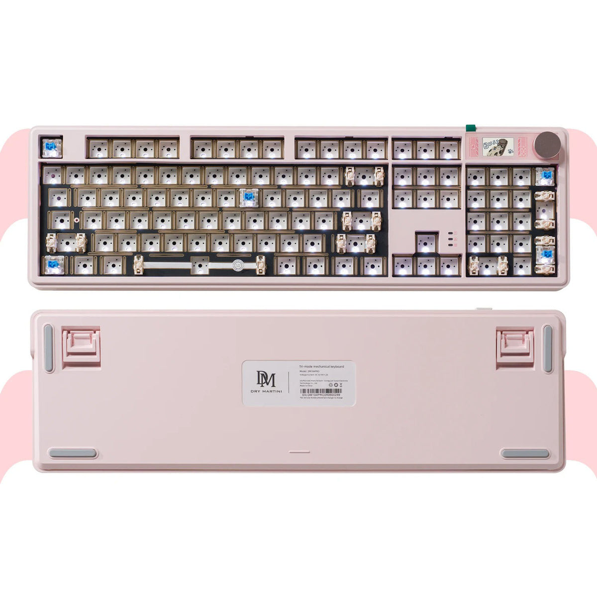 DM104 Mechanical Keyboard with LCD Screen and Media Knob Barebone
