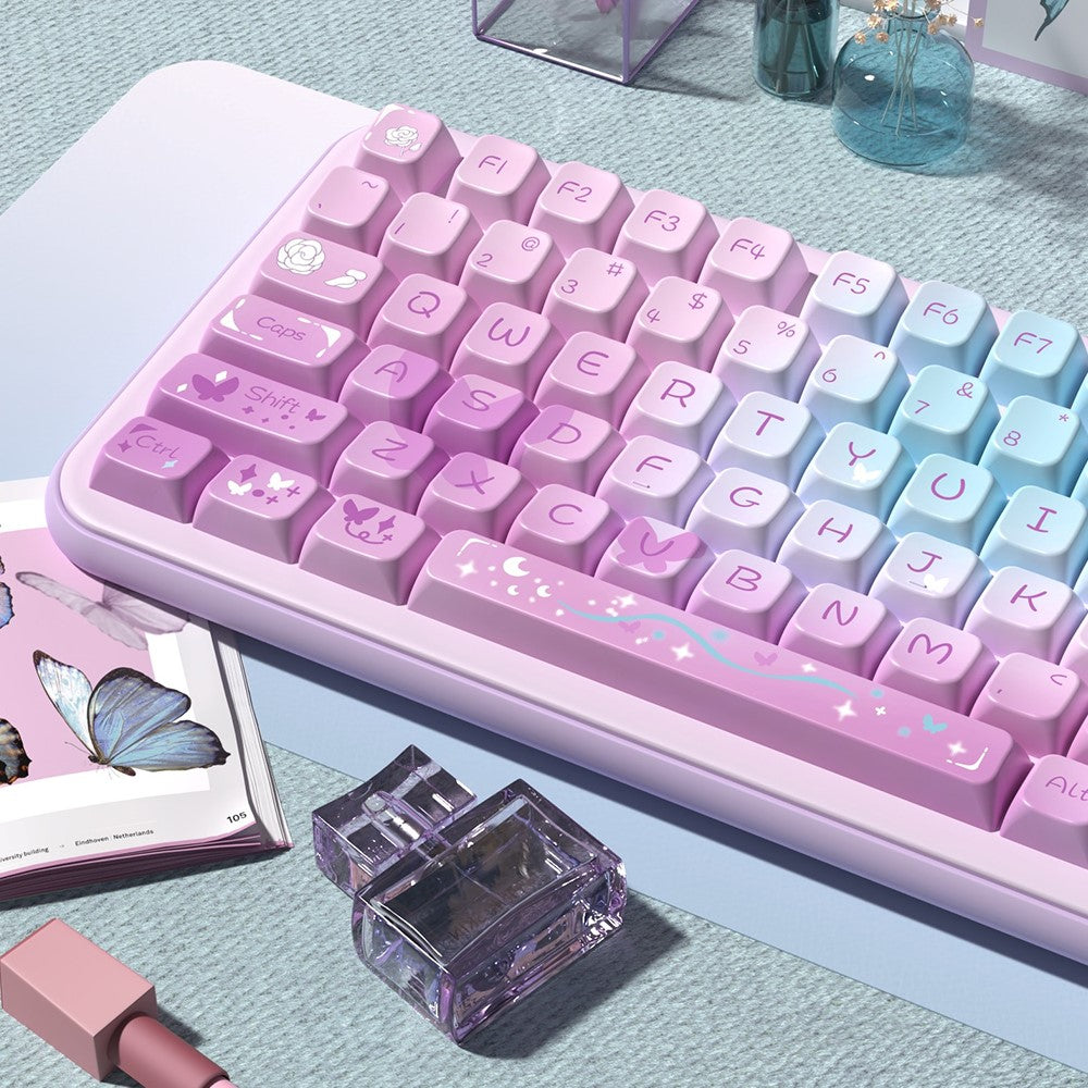 Dream Butterfly (Purple) Cute Keycap Set, MDA/Cherry Profile, PBT Dye Sub Key Cap