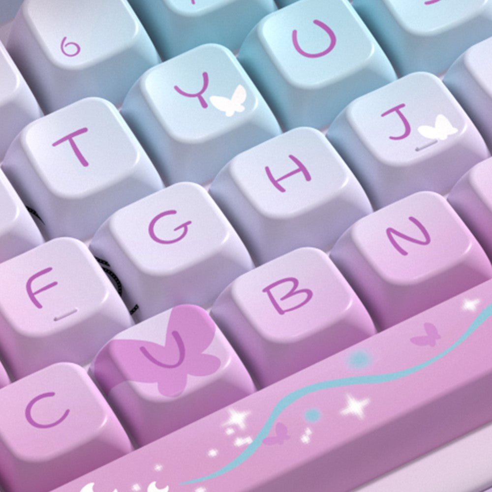 Dream Butterfly (Purple) Cute Keycap Set, MDA/Cherry Profile, PBT Dye Sub Key Cap
