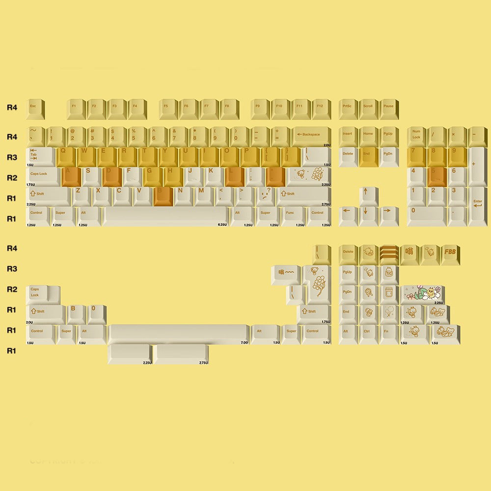 FBB Honey Cute Keycap Set, Cherry Profile, Dye Sub PBT