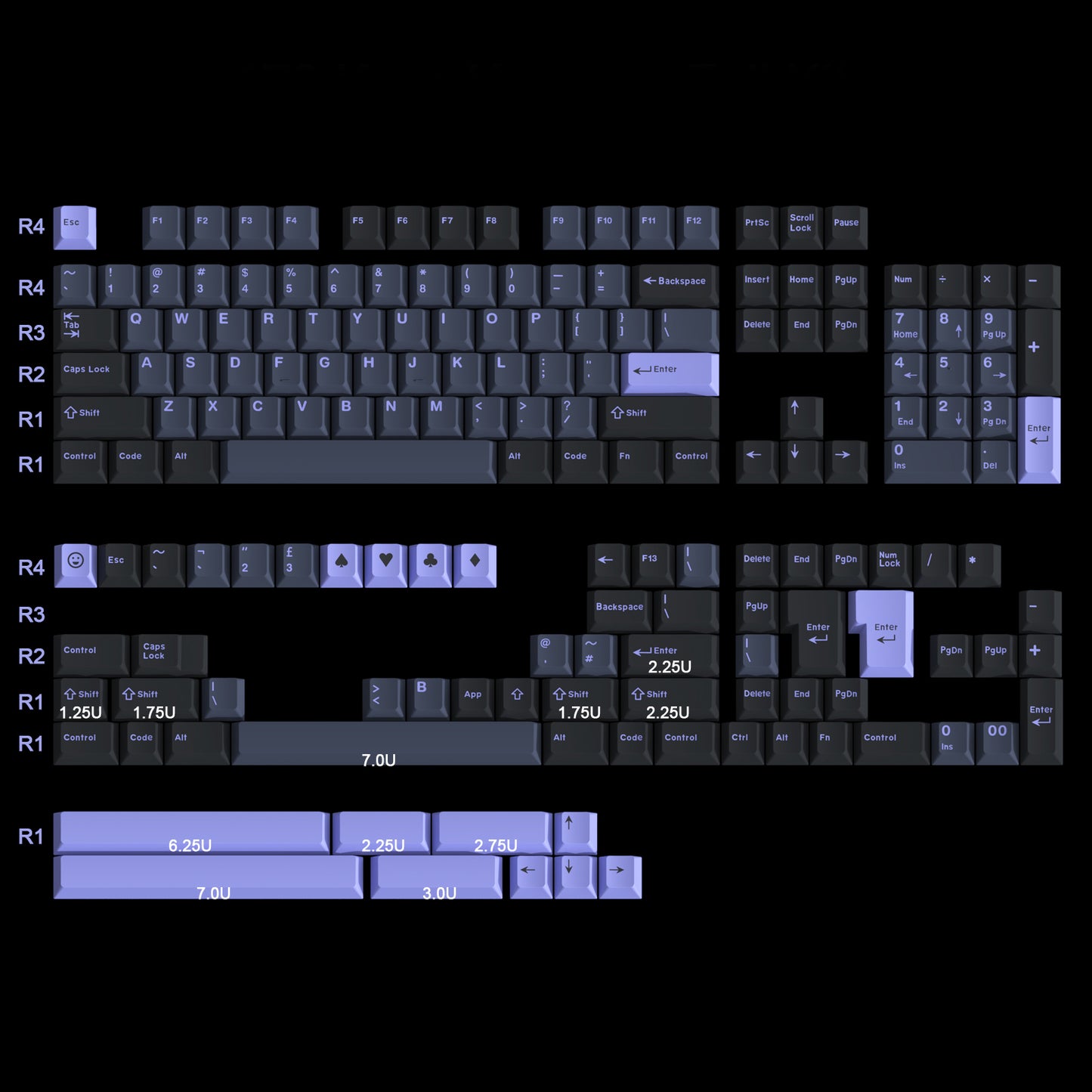 GMK Nightshade Keycap Set, Cherry Profile, Double Shot ABS Key Cap