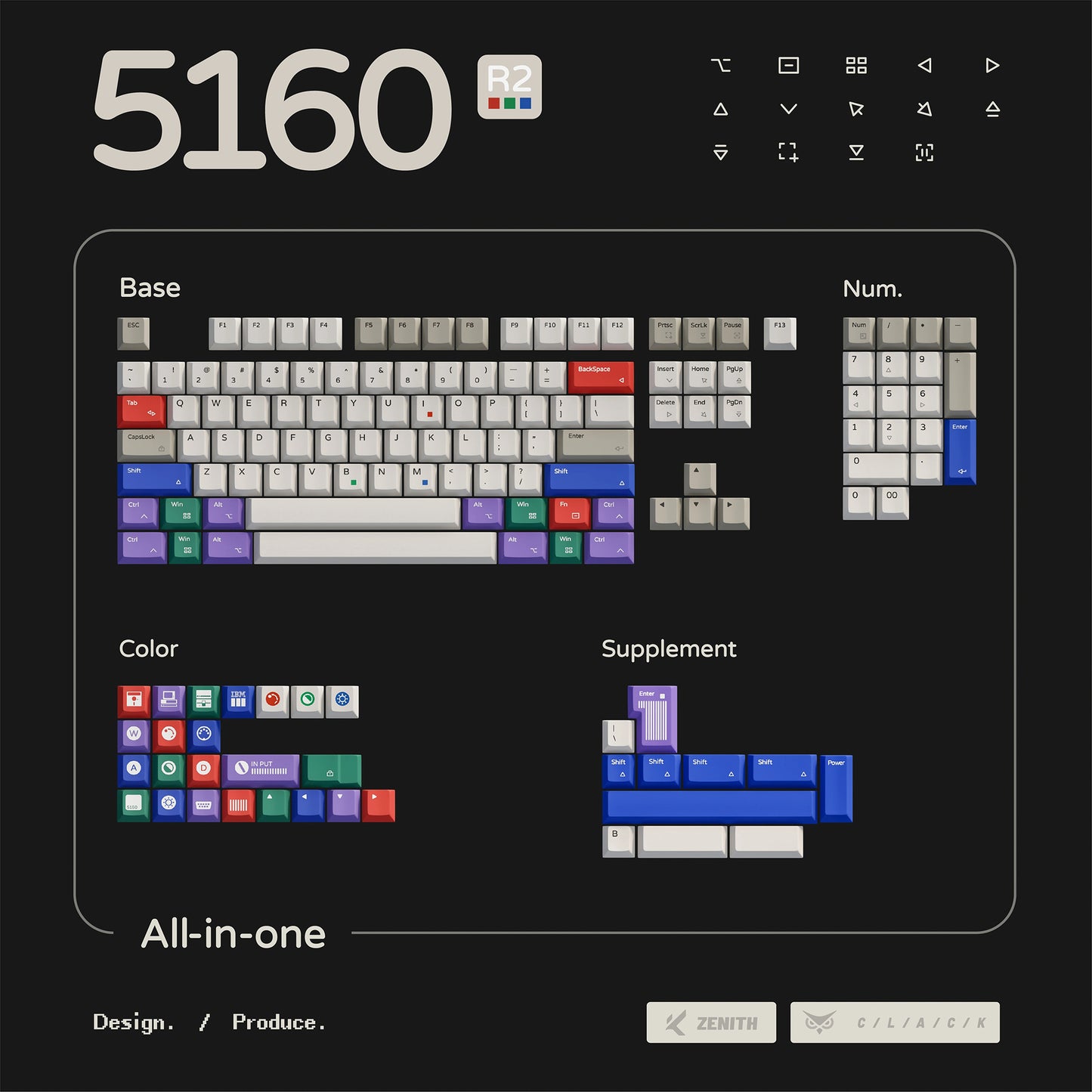 ZenithKey IBM 5160 R2 Keycap Set, Cherry Profile, Dye Sub PBT Key Cap