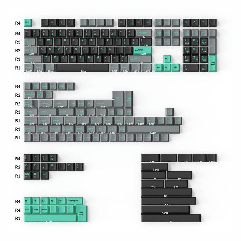 Keychron Hacker Mint Keycap Set, Cherry Profile, Double Shot PBT Key Cap