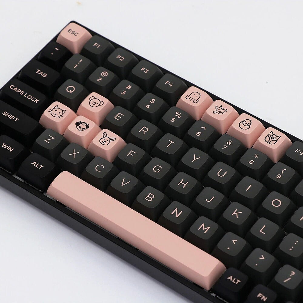 Black Pink AKKO Keycap Set, ASA Profile, Double Shot PBT Key Cap