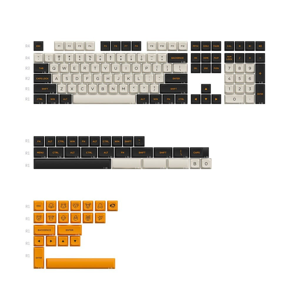 Retro Carbon AKKO Keycap Set, ASA Profile, Double Shot PBT Key Cap