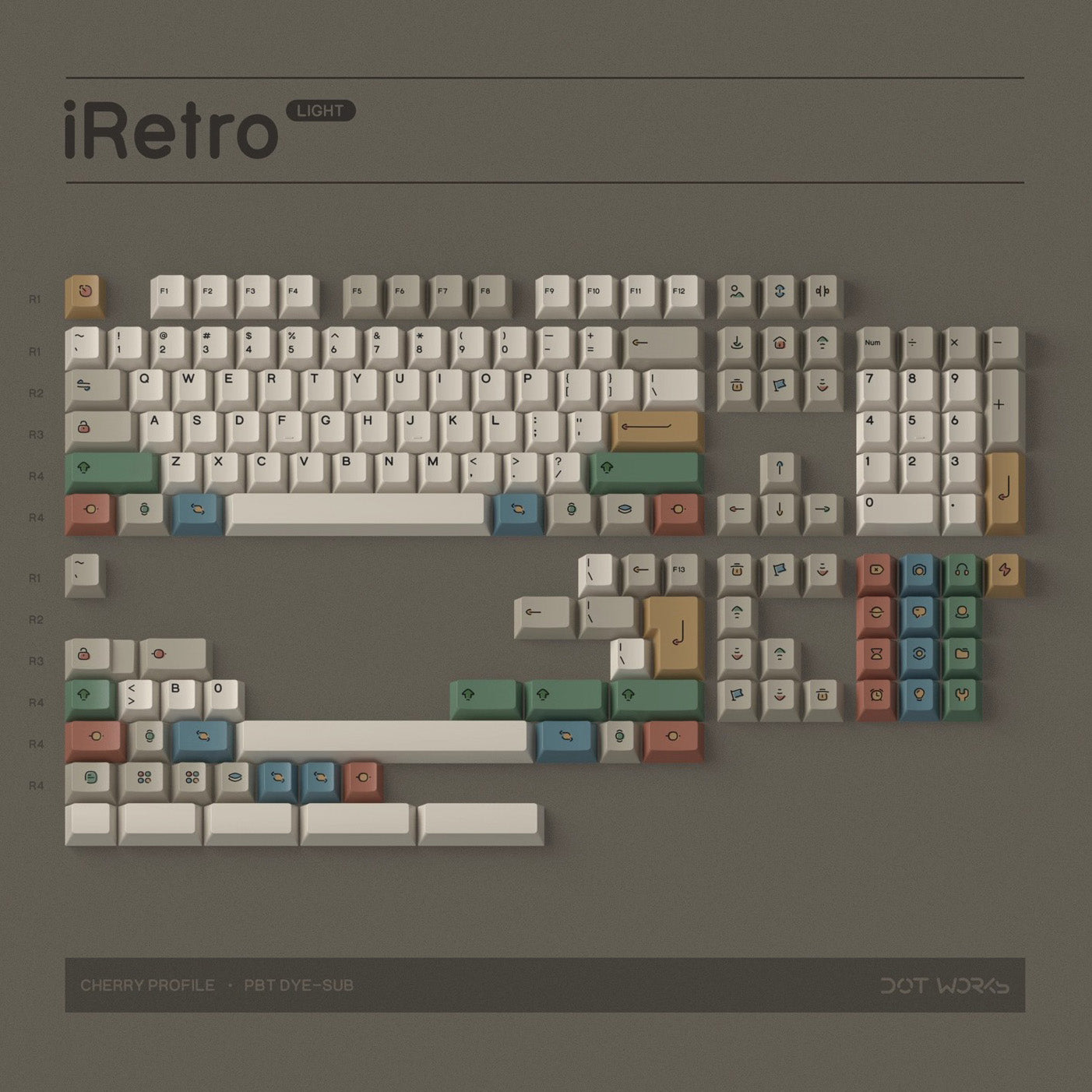 iRetro Keycap Set, Cherry Profile, Dye Sub PBT