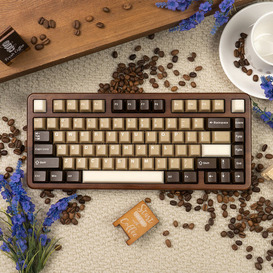 Cocoa Latte Jade Semi-transparent Keycap Set, Cherry Profile, Double Shot PBT + Transparent PC Keycap
