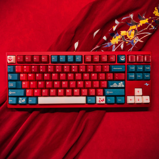 Red Bean Jade Semi-Transparent Keycap Set, Cherry Profile, Dye Sub PBT, PC Transparent