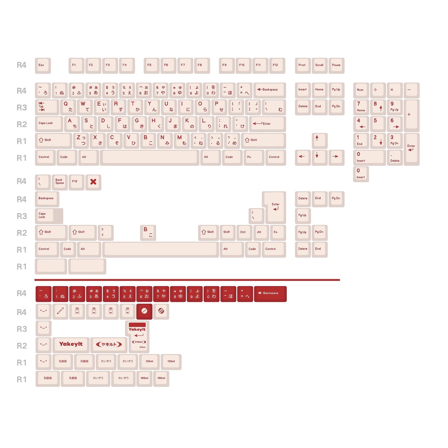 Yakult Jade Semi-Transparent Keycap Set, Cherry Profile, Dye Sub PBT, PC Transparent