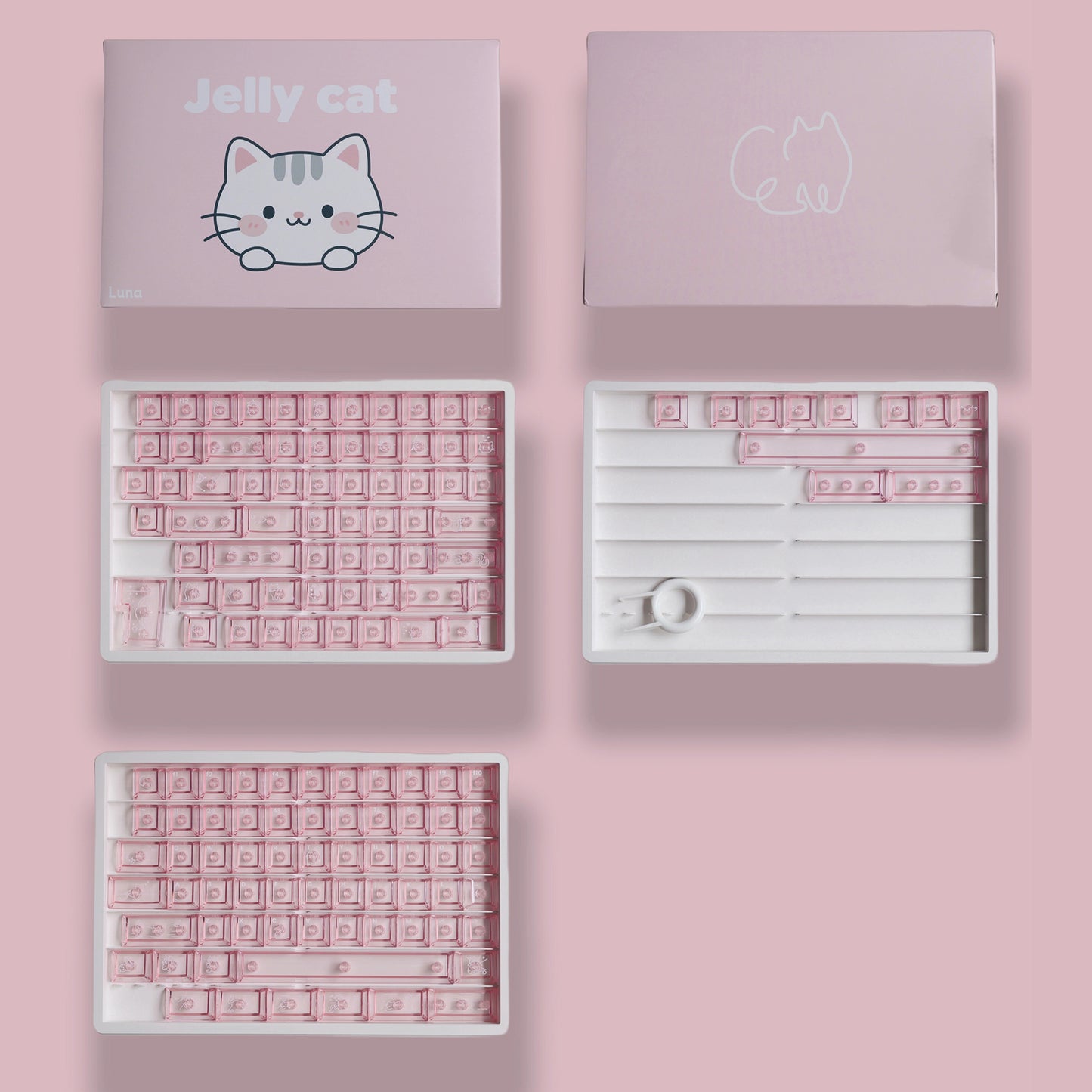 Lazycat Studio Jelly Cat Cute Keycap Set, Cherry Profile