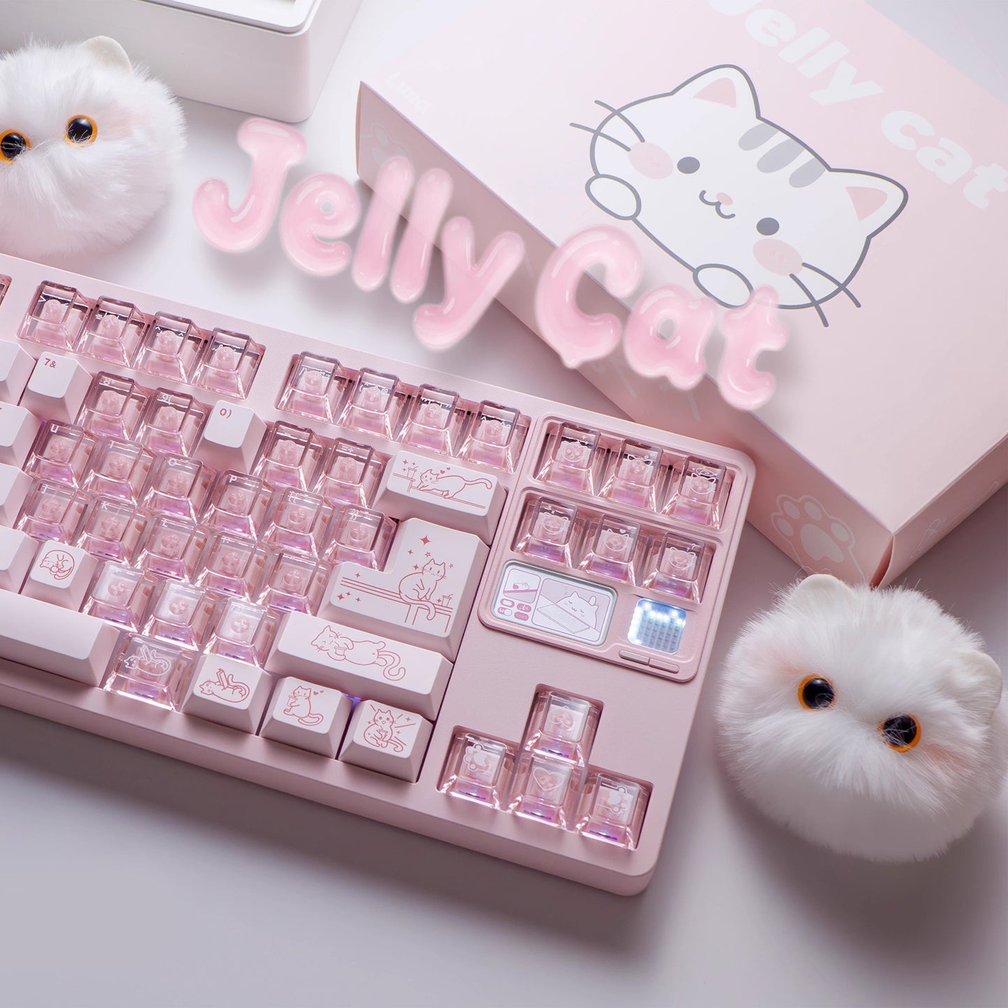 Lazycat Studio Jelly Cat Cute Keycap Set, Cherry Profile