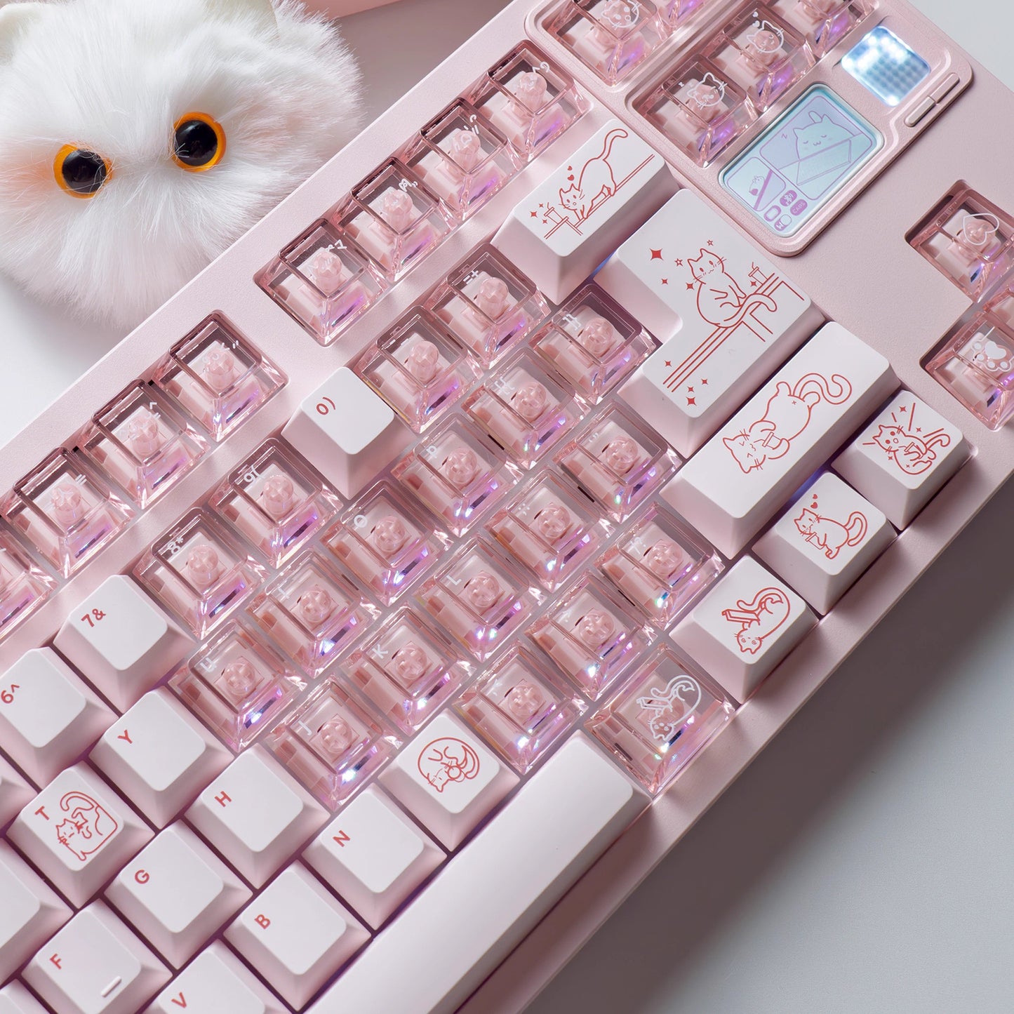 Lazycat Studio Jelly Cat Cute Keycap Set, Cherry Profile