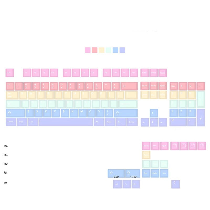 KCP Rainbow Transparent Keycap Set, Cherry Profile