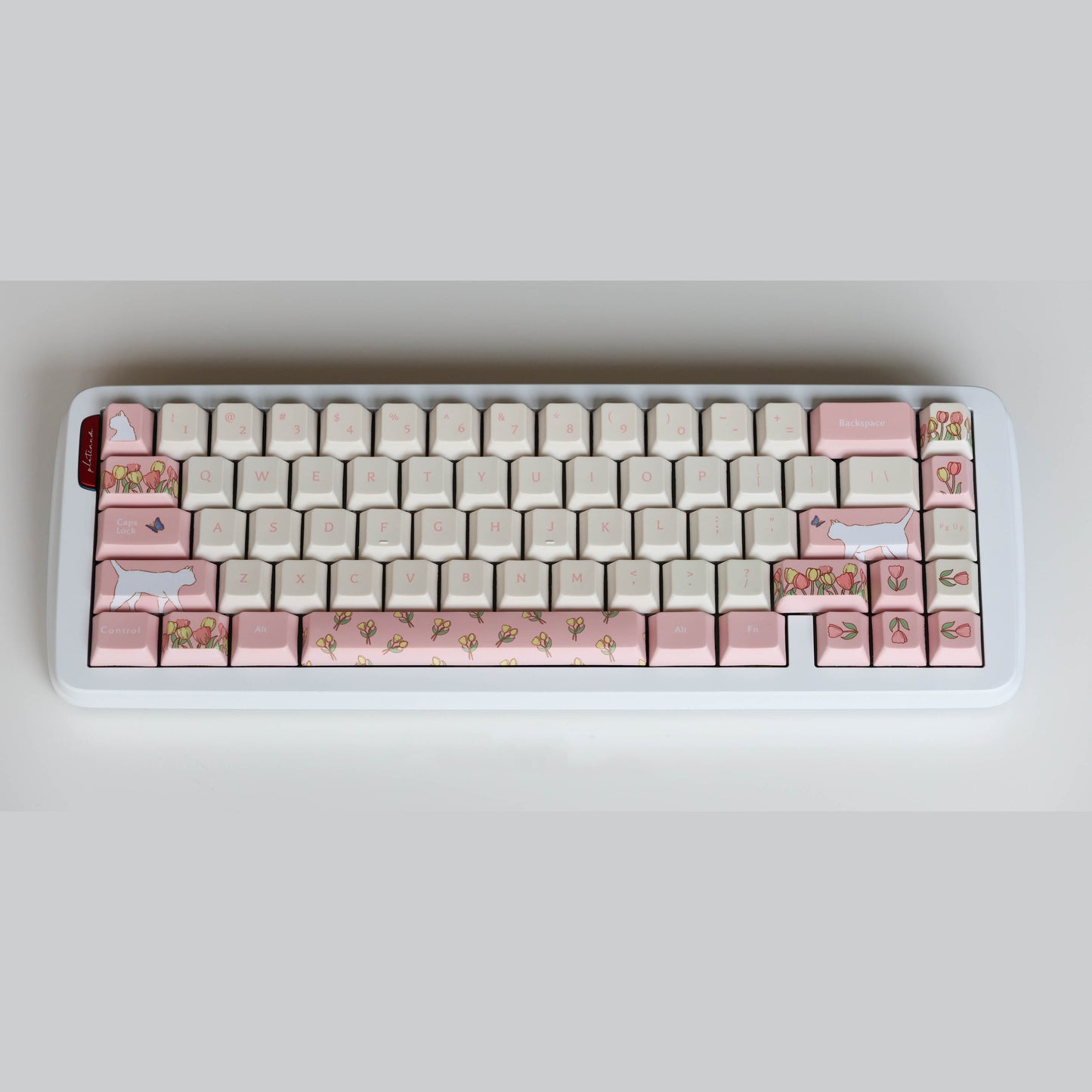 Keyria Labs Tulip & Cat Keycap Set, Cherry Profile, Dye Sub PBT Cute Key Cap