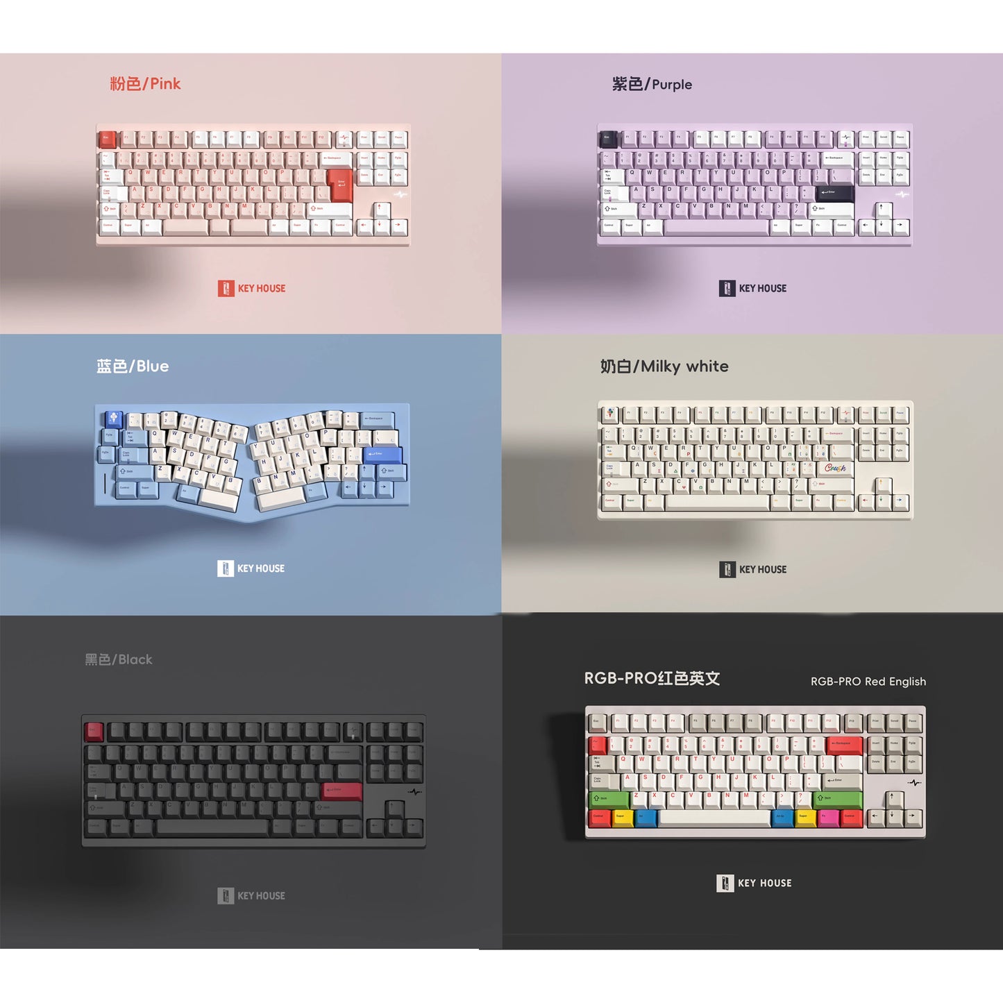 Keyhouse Crush80 Theme Keycap Set, Cherry Profile, Dye Sub PBT Key Cap