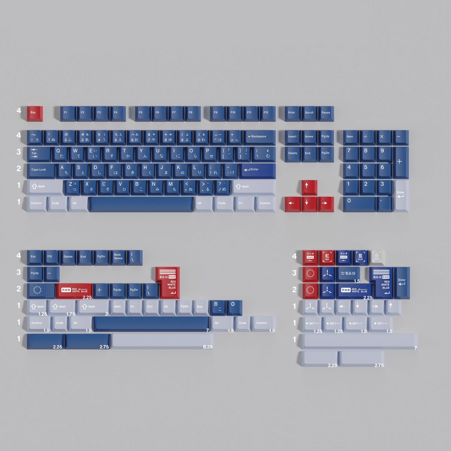 KKB RWB Keycap Set, Cherry Profile, Dye Sub PBT Key Cap
