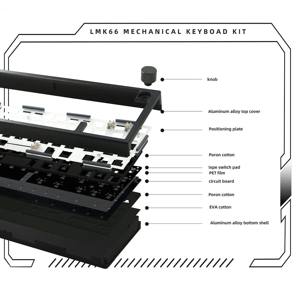 LMK66 Aluminum Custom Mechanical Keyboard Barebone