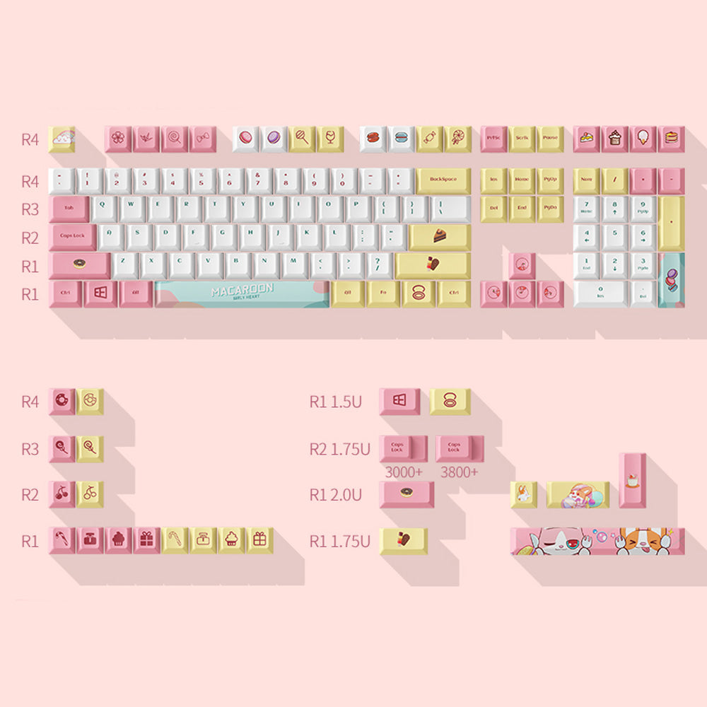 Macaron Keycap Set, Cherry/XDA Profile, PBT Dye Sub Key Cap