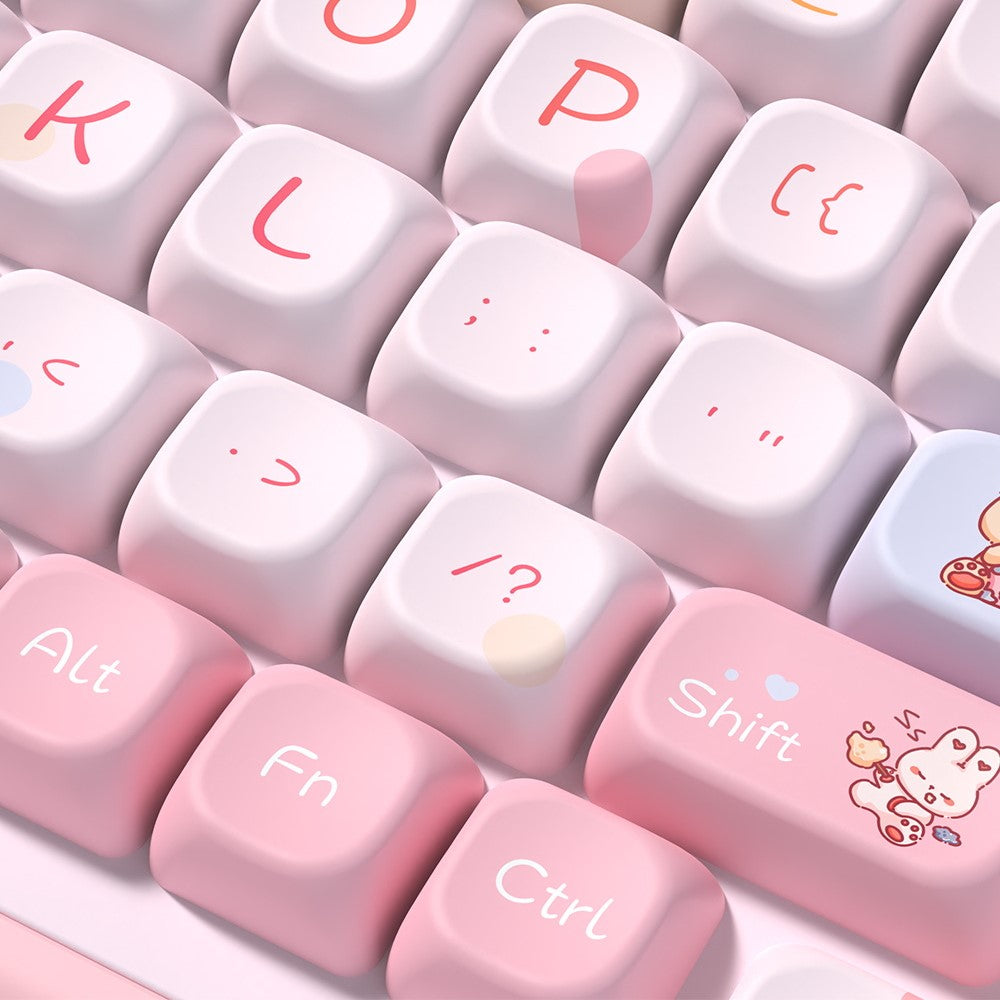 Marshmallow (Pink) Cute Keycap Set, SCA Profile, PBT Dye Sub Key Cap