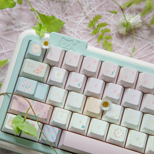 NEKEY Cream Green Cute Keycap Set, Cherry Profile, Dye Sub PBT