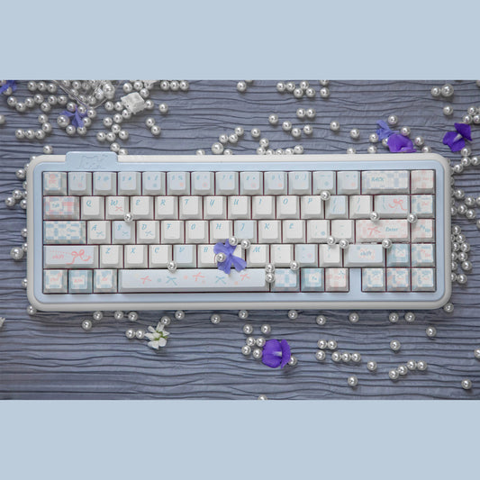 NEKEY Serene Blue Cute Keycap Set, Cherry Profile, Dye Sub PBT