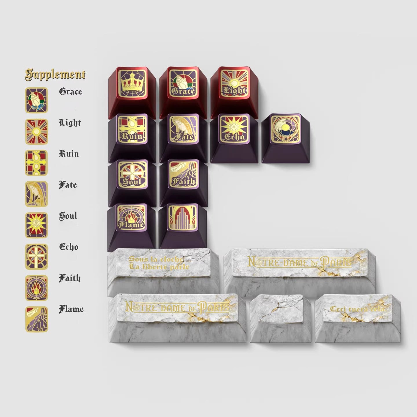 Notre Dame Keycap Set, Cherry Profile, Dye Sub PBT Key Cap