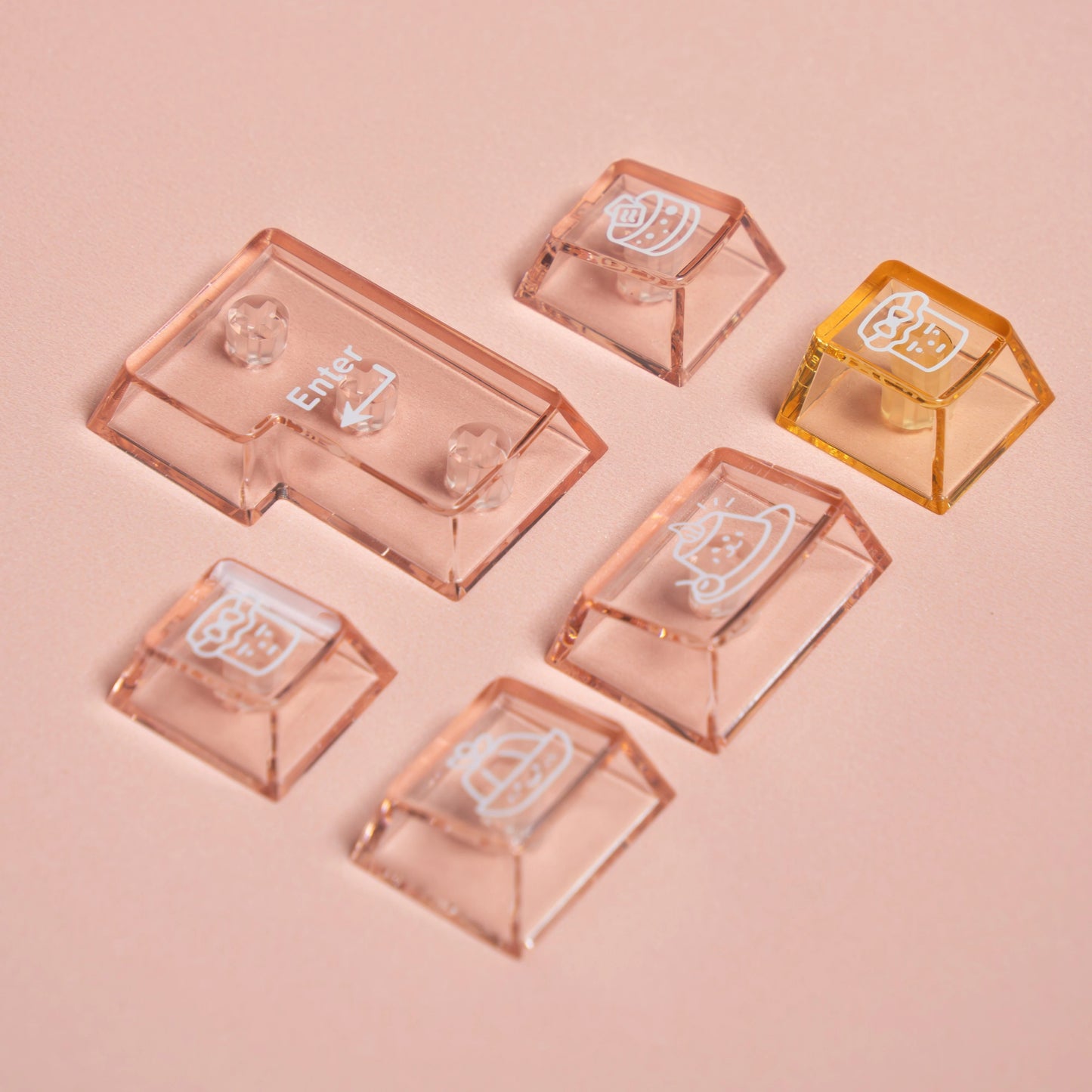 Et Studio Peach Jelly Pudding Transparent Keycap Set, Cherry Profile