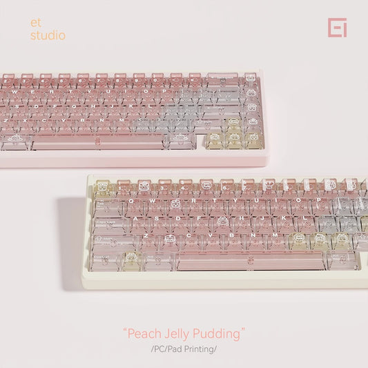 Et Studio Peach Jelly Pudding Transparent Keycap Set, Cherry Profile