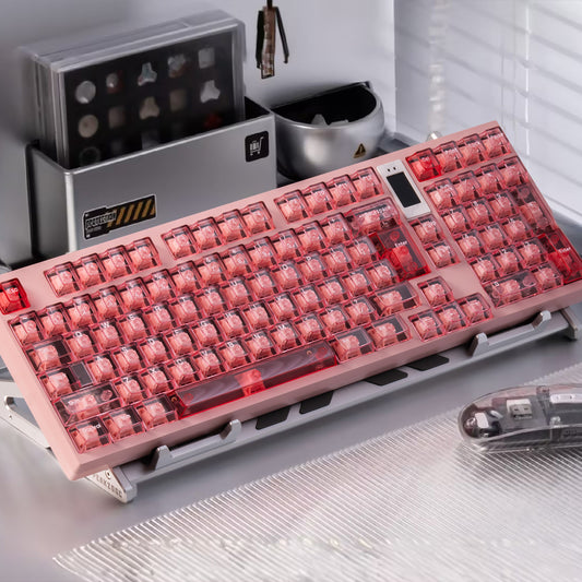 Pink Transparent Keycap Set, Cherry Profile, Dye Sub PBT